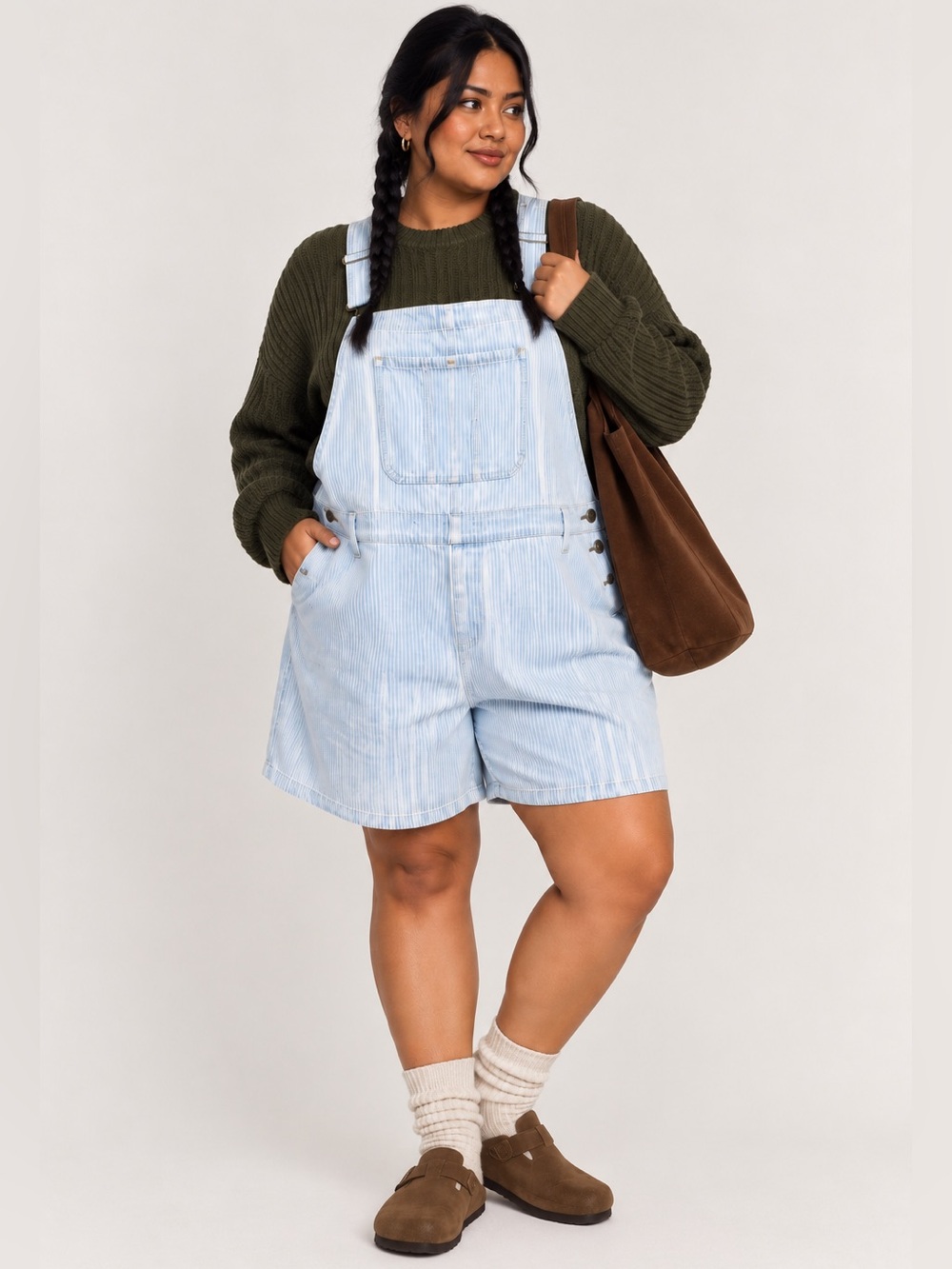 Old Navy Baggy Railroad Stripe Shortalls Overalls 2X NWT